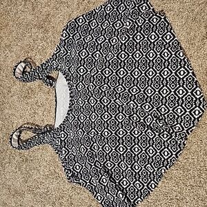 Black and white ruffle panel swim top tankini Sz M.